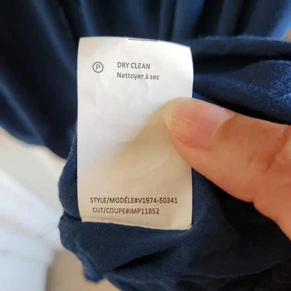 Vince Henley Long Sleeve Blue Rayon Drawstring Shirt Dress Button Front Size S - Picture 8 of 9